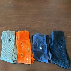 Polo by Ralph Lauren Four-Pack Crew Socks in Grey, Orange, Navy, and Black